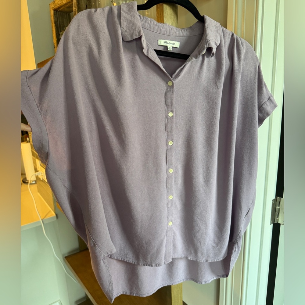 EUC Madewell Lilac Central Drapey Button Down Shirt, Size XL - Picture 9 of 11